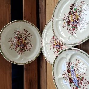 4 Vtg booths divided dinner plates-made in england-
